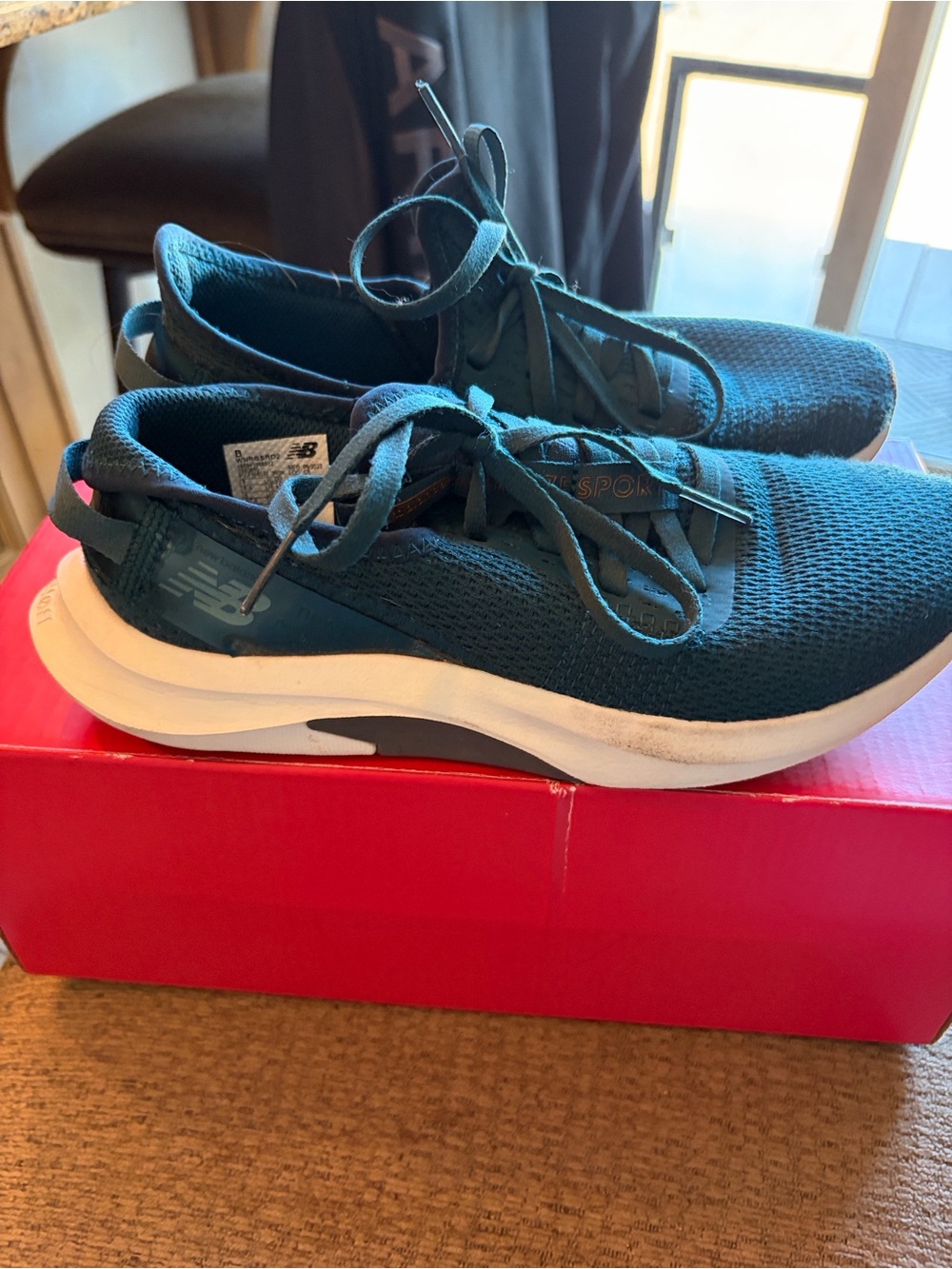 New Balance Teal Knit Running Shoes with White Soles